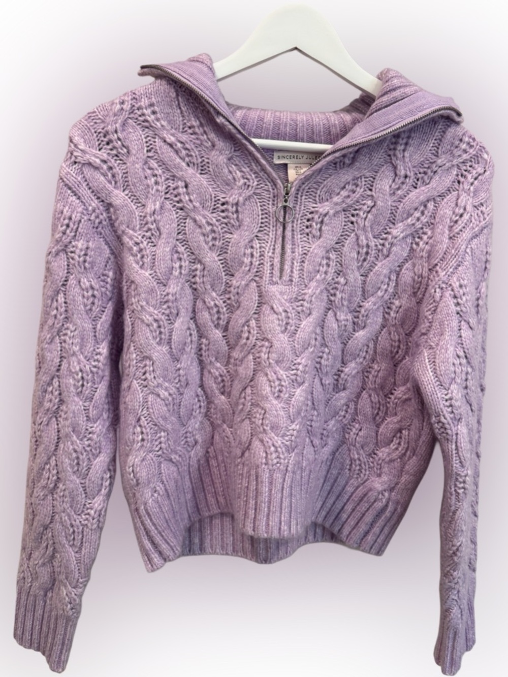 Purple Sincerely Jules Quarter Zip Cropped Sweater